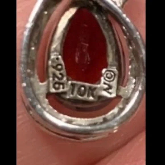 Genuine Diamond and Garnet 10k gold and 925 Necklace - Picture 3 of 6